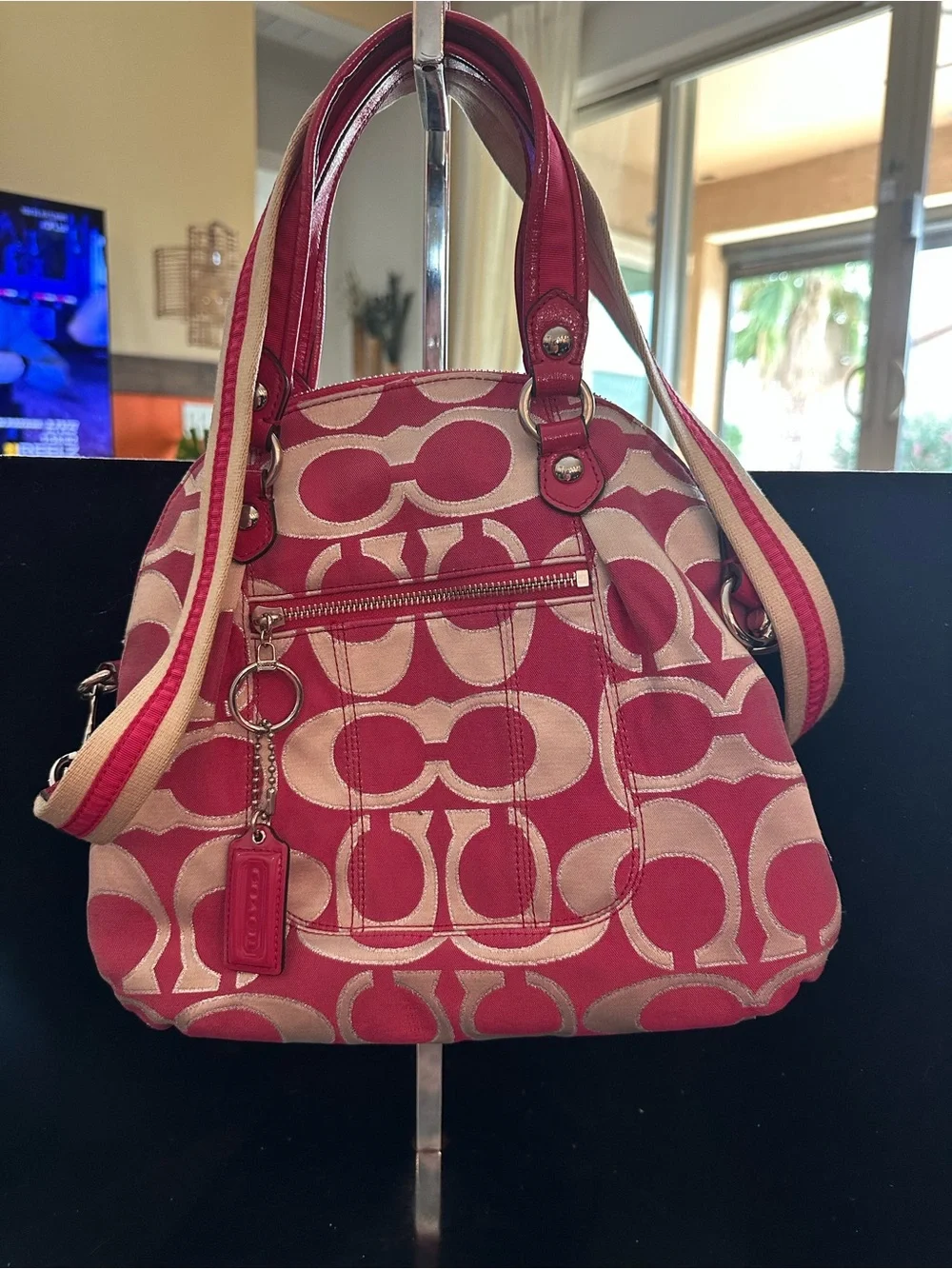 Coach #178 Poppy Signature Lurex C Outline Satchel/Crossbody
